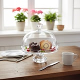 thumbnail of Cloche à gâteaux sur pied diamant en verre