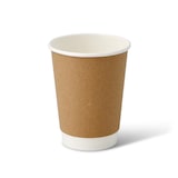 thumbnail of Coffee to go Becher aus Pappe (beschichtet) doppelwandig, 300 ml / 12 oz, Ø 90 mm, braun, innen weiß, 50 Stück