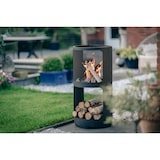 thumbnail of Braciere RedFire Buffalo – metallo con rivestimento nero – Ø43 cm – altezza 90 cm – con vano porta legna – nero