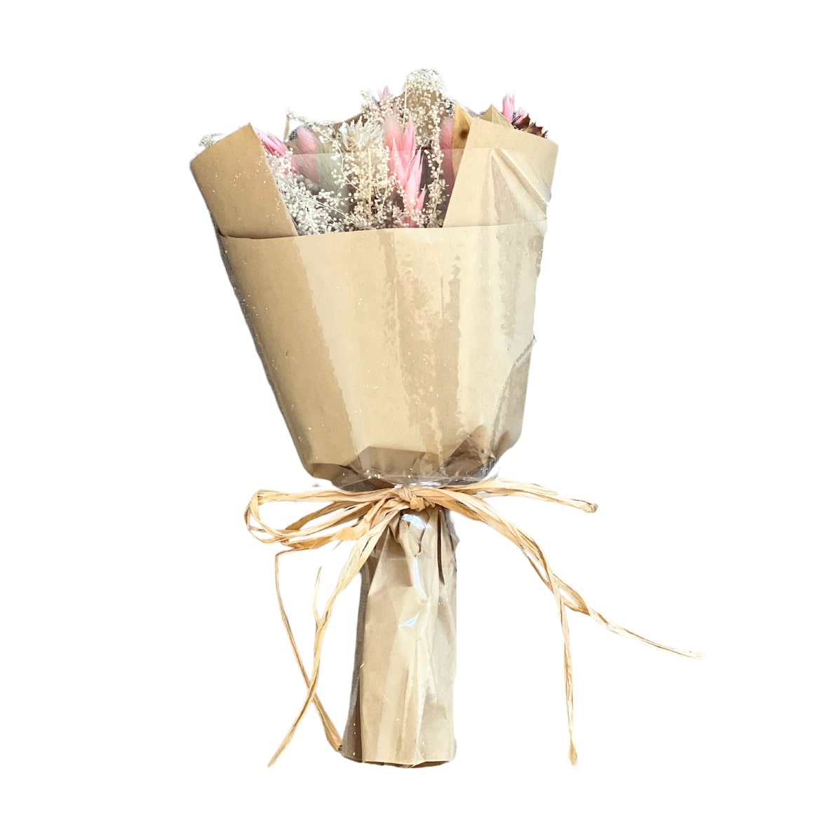 LAYBA Trockenblumenstrauß Zartes Pink & Weiß - Blumen-Bouquet mit Baby's Breath, Lagurus & Ruscus | Boho-Deko, Hochzeit & Geschenkidee