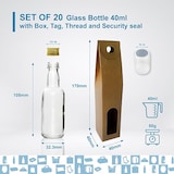 thumbnail of 20 Mini Glasflaschen 40ml mit Goldverschluss, Box, Siegel, Kraftetikett und Schnur, Ideal für Hochzeit und Geschenke