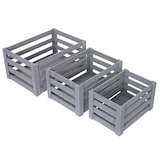 thumbnail of Set van 3 houten kratten HWC-C56, wijnkrat decoratieve opbergkrat fruitkrat, shabby look vintage ~ grijs, shabby