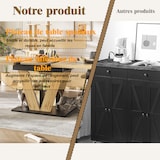 thumbnail of Ausziehbarer Esstisch 140x80x75 cm mit Holzmaserung Naturholz, MDF Metall Gestell, V Streben, verdeckte Auszüge, stabil für Küche