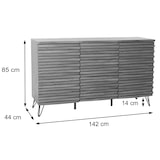 thumbnail of Credenza HWC-M49, credenza cassettiera alta, design 3D vani portaoggetti, legno massiccio mango metallo 85x142x44cm ~ naturale