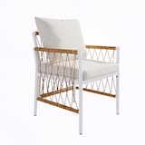 thumbnail of Merax Gartenmöbel Set 6-Sitzer, Outdoor Essgruppe mit Tisch und Stühlen, WPC Tisch Holzoptik, Eisengestell weiß, PE Rattan