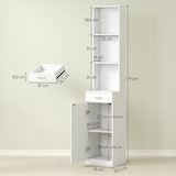 thumbnail of Badezimmer Hochschrank 35x31x179 cm schmal mit Schublade Tür und verstellbarem Regal, Stauraum für Bad und Wohnbereich, Weiß