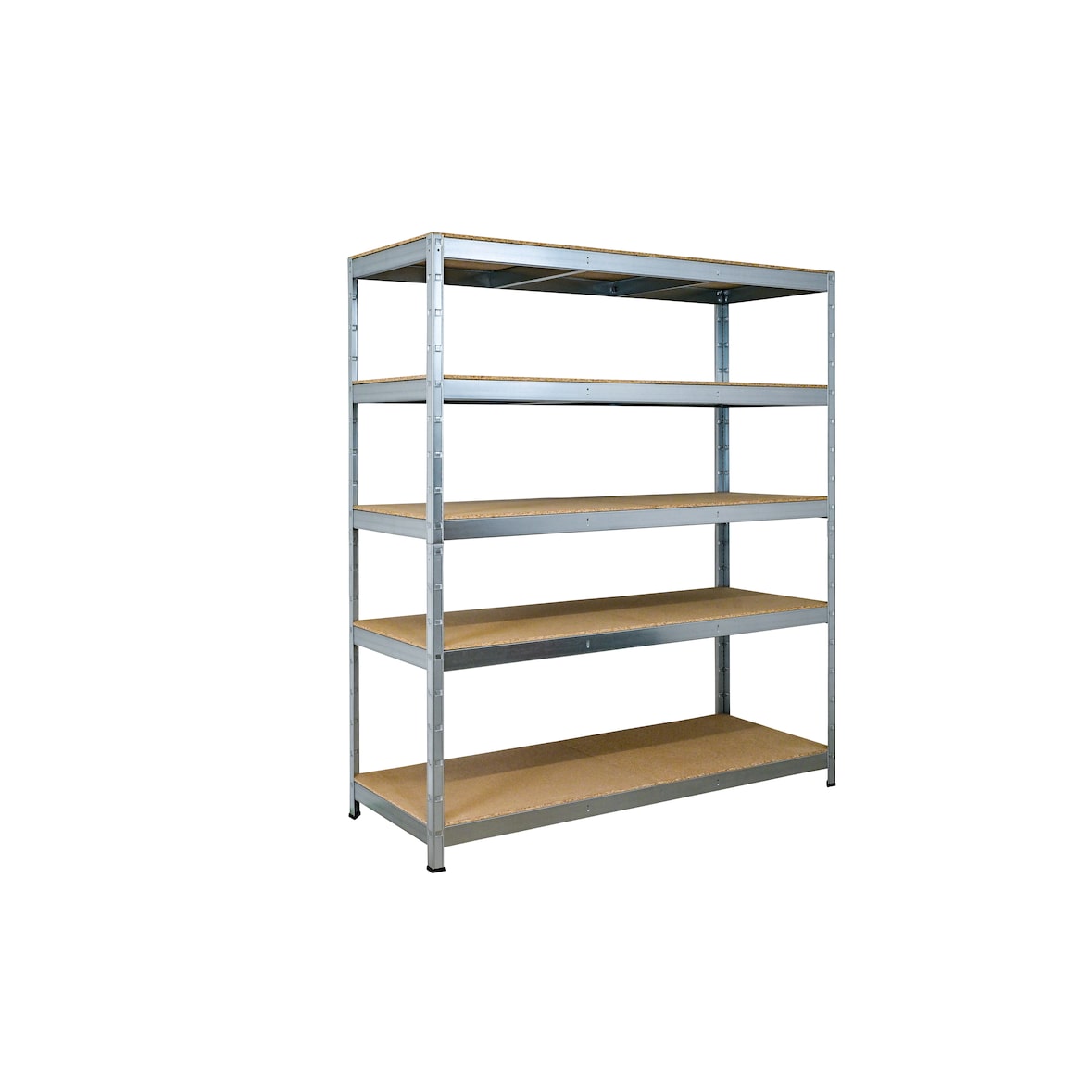 SCHULTE Regalwelt Schwerlastregal mit 5 Holzböden, 180x160x60 cm (HxBxT), Traglast pro Ebene ca. 250 Kg, verzinkt, Lagerregal, Kellerregal