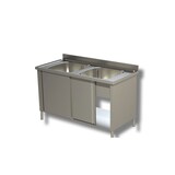 thumbnail of Lavatoio Lavello armadiato a 2 vasche. Prof. 60 - 120x60x85H, SENZA ruote, AISI 304