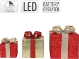 thumbnail of ECD Germany LED Geschenkboxen 3er-Set, Rot-Gold, 90 warmweiße LEDs, Batteriebetrieb, Timer, Weihnachtsdeko