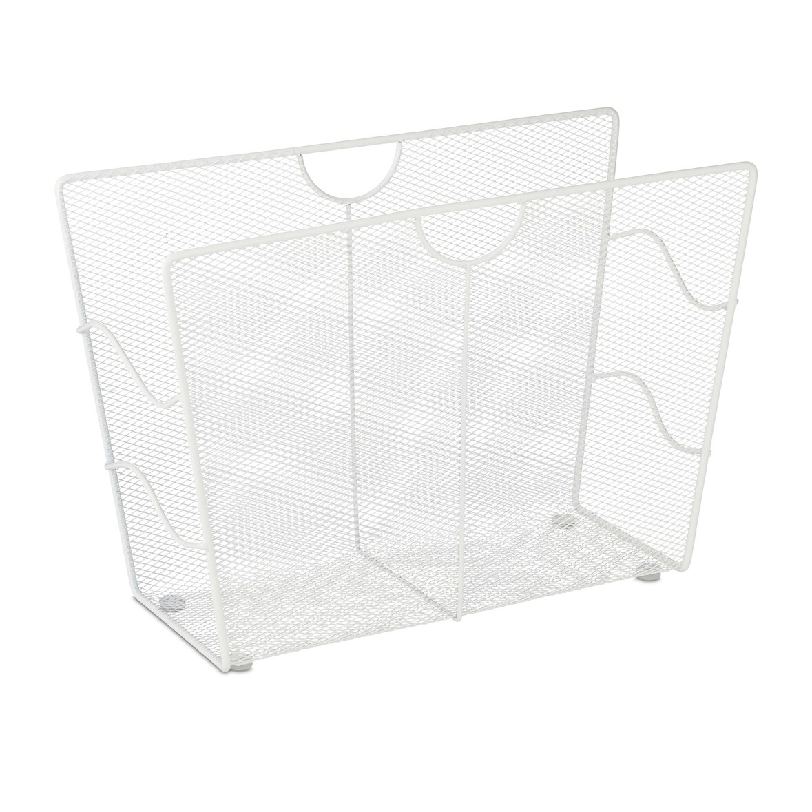 Relaxdays Zeitungsständer Metall, Zeitschriftenständer freistehend, Mesh, Wohnzimmer und WC, HBT: 27 x 39 x 17 cm, weiß