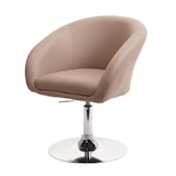 thumbnail of Eetkamerstoel HWC-F19, keukenstoel draaistoel loungestoel, in hoogte verstelbaar ~ kunstleer taupe