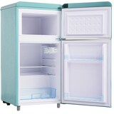 thumbnail of Retro Kühlschrank 46x45x91 Cyan 72L Volumen, 21L Gefrierfach, 51L Kühlbereich, LED-Beleuchtung, Verstellbare Regale