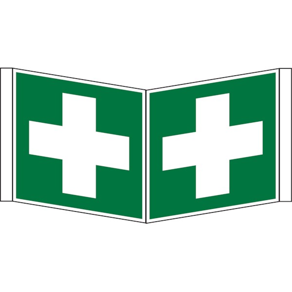 Rettungszeichen, Winkelschild Erste Hilfe E003 - ASR A1.3 (DIN EN ISO 7010) - 200x200x1 mm Kunststoff