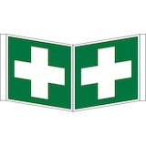 thumbnail of Rettungszeichen, Winkelschild Erste Hilfe E003 - ASR A1.3 (DIN EN ISO 7010) - 200x200x1 mm Kunststoff
