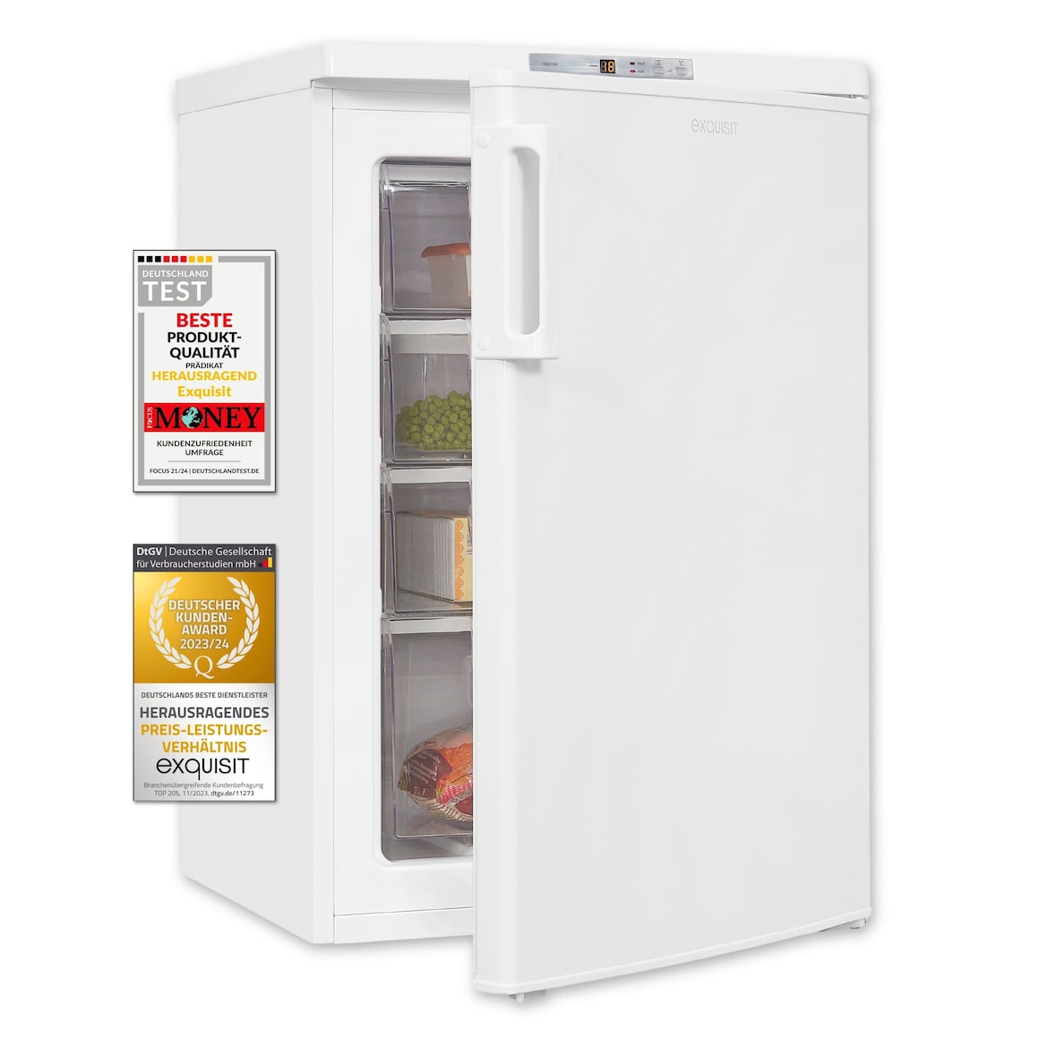 Exquisit Gefrierschrank GS80-HE-040E weiss | 91 l Nutzinhalt | Weiß