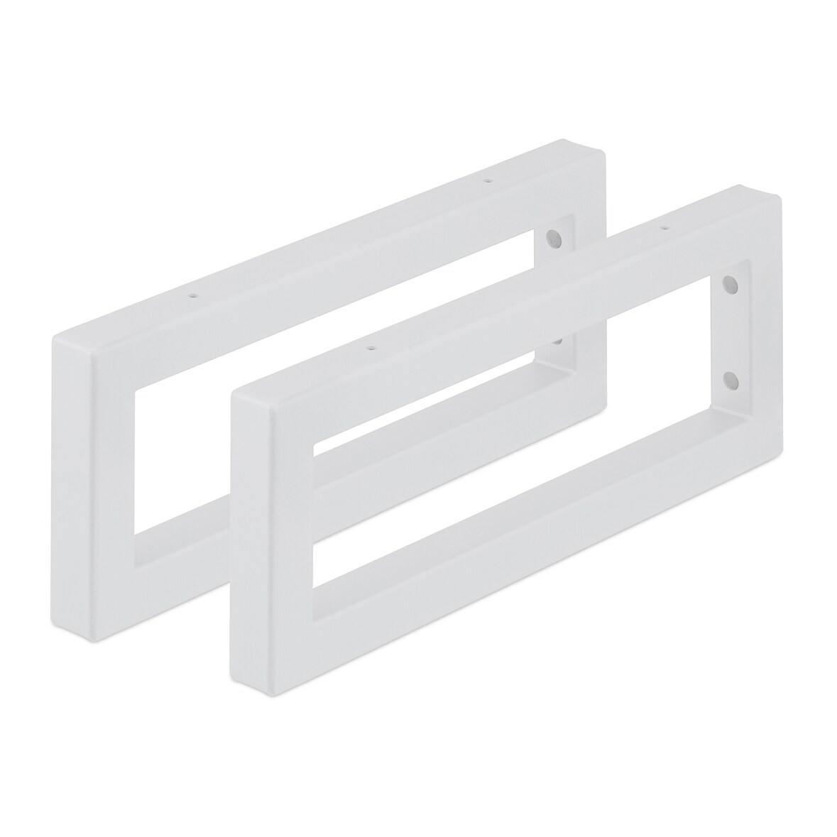 Relaxdays Wandkonsole, 2er Set, 40 cm, Stahl, Regalhalter für Waschtisch & Wandregal, rechteckige Regalkonsole, weiß