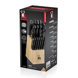 thumbnail of Renberg - Messenset van roestvrij staal met houten standaard 15,2 x 10,2 x 33,4 cm