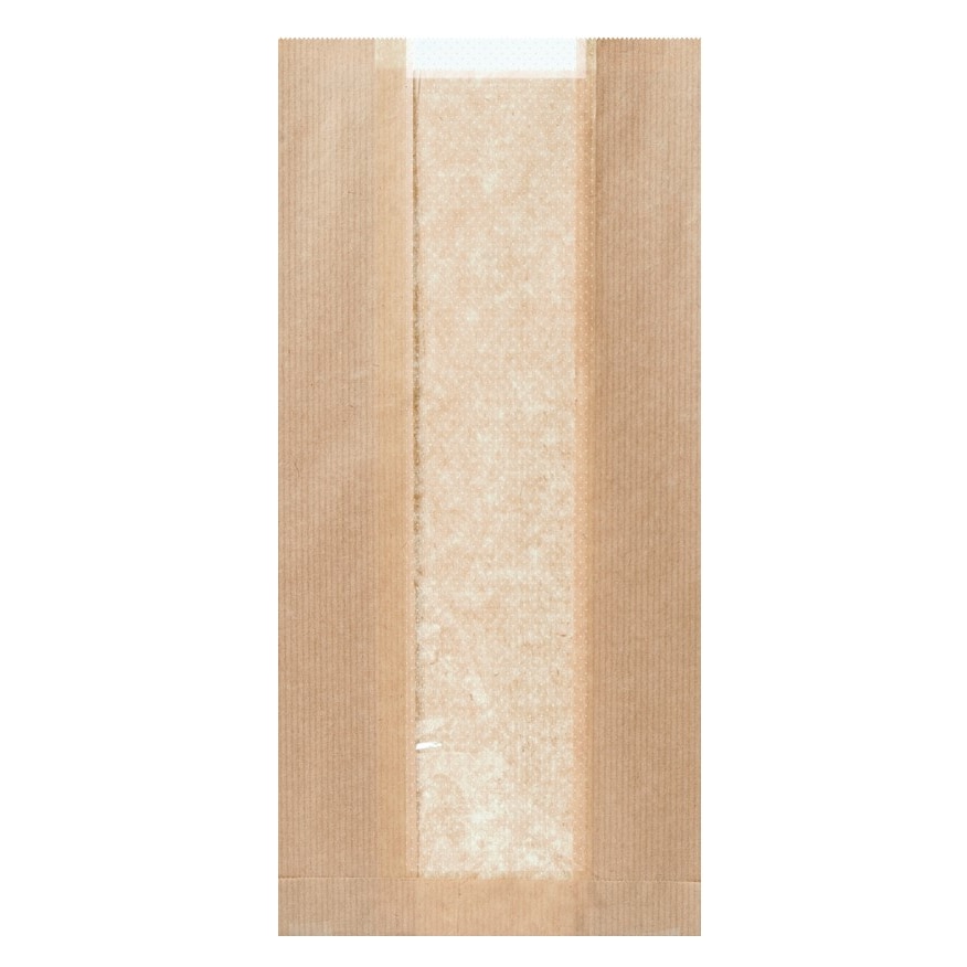 1000x Bäckerbeutel mit Sichtstreifen 120 + 50 x 280 mm braun
