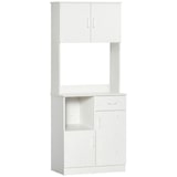 thumbnail of HOMCOM Alacena de Cocina Mueble Auxiliar Buffet para Microondas con 3 Armarios de Puertas Balda Ajustable Cajón y Estante Abierto 71x41x178 cm Blanco