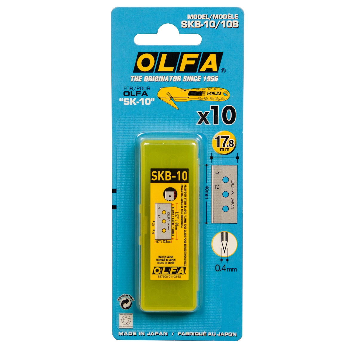 Olfa 10 Stk Ersatzklingen SKB-10 Messer für Folienschneider SK-10