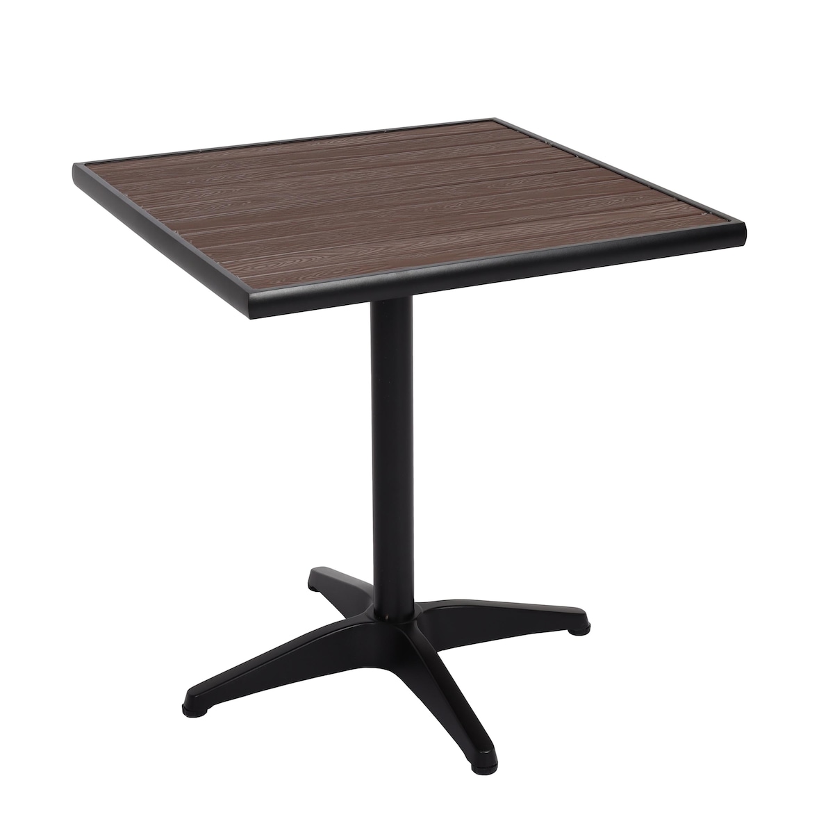 Gartentisch HWC-J95, Balkontisch Bistrotisch, Gastronomie Outdoor-Beschichtung Alu Holzoptik ~ schwarz, dunkelbraun