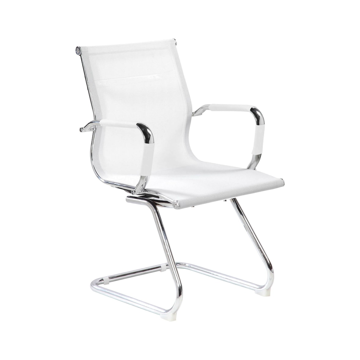 Dmora Bürostuhl Dgoldon, Wartezimmerstühle mit Armlehnen, Ergonomischer Wartezimmerstuhl, 62x54h89 cm, Weiß