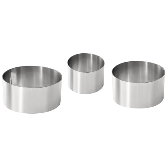 Utensilios de cocina. Conjunto de 3 aros de emplatar en acero inox