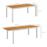 thumbnail of Mesa de jardín extensible para 6 personas mesa de comedor exterior rectangular con marco de aluminio carga 50 kg para terraza patio 180/240x94x73 cm