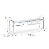 thumbnail of Relaxdays Spülbeckenregal mit Küchenrollenhalter, Küchenregal mit Korb, Metall, H x B x T: 32 x 94 x 23 cm, weiß/silber