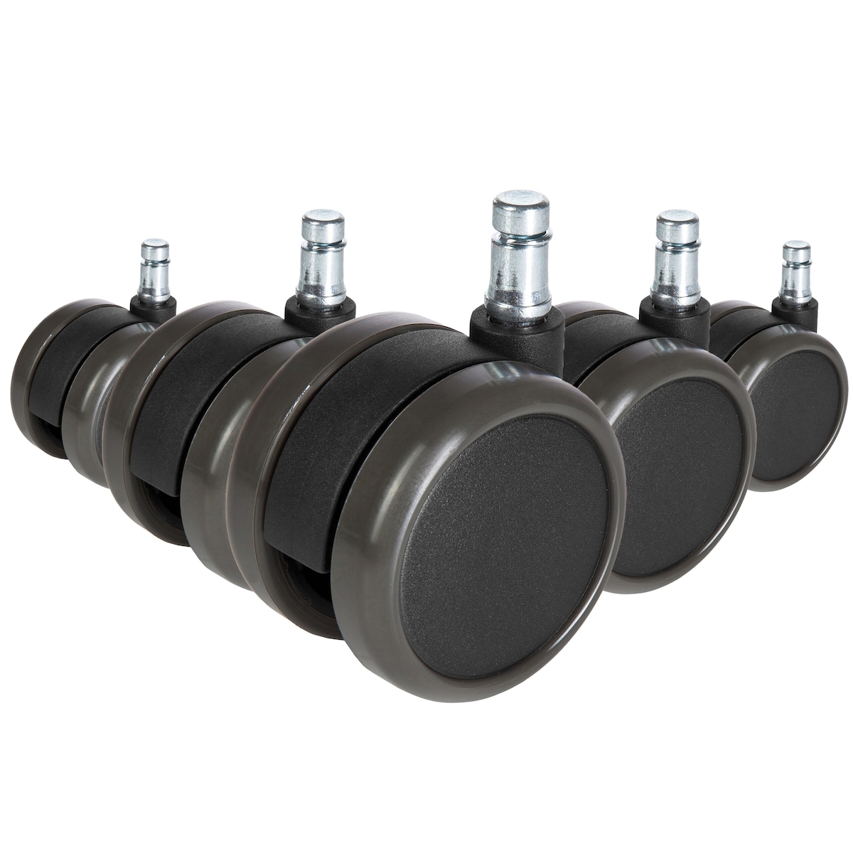 hjh OFFICE 5x ungebremste Rollen ROLO FREE für Hartböden 10mm / 65mm (5er Pack)