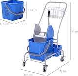 thumbnail of Reinigungswagen Putzwagen 72x50x95 cm Blau mit 25 Liter Eimer Auswringvorrichtung Korb und Ablage vier Rollen ergonomischer Griff