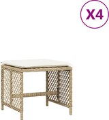 thumbnail of vidaXL Gartenhocker mit Kissen 4 Stk., Hocker mit abnehmbarem waschbarem Bezug, Gartenstuhl mit Stahlrahmen, Sitzhocker Gartenmöbel, Beige Poly Rattan