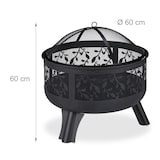 thumbnail of Relaxdays Feuerschale mit Funkenschutz, Garten & Terrasse, mit Schürhaken, Outdoor Feuerkorb, HxD: 60 x 60 cm, schwarz