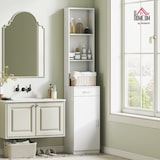 thumbnail of Badezimmerschrank Hochschrank Weiß 35x31x179 cm schmal mit Schublade Tür offenen Fächern verstellbarem Regal Kippschutz melaminbeschichtet