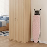 thumbnail of Relaxdays Bügelbrett für Dampfbügeleisen, 110 x 33 cm, höhenverstellbar, klappbar, Ablage, Bügeltisch Blumen, weiß-rosa