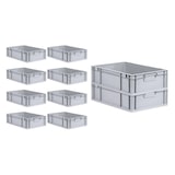 thumbnail of PROREGAL SuperSparSet 10x Eurobox NextGen Economy mit Scharnierdeckel & roten Verschlüssen, Griffe zu, HxBxT 17x40x60cm, 34L, Eurobehälter, Box