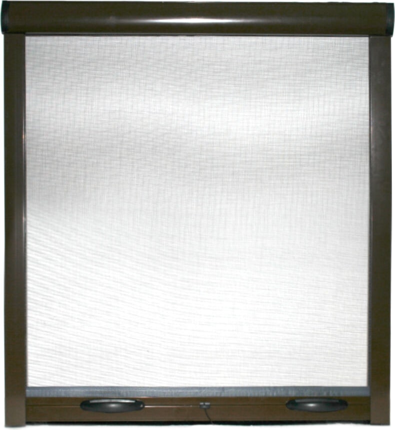 Zanzariera Universale A Rullo Avvolgibile Profilo Riducibile Regolabile Per Finestra Balconi Con Frizione Telaio Alluminio Marrone 60 x 150 Cm
