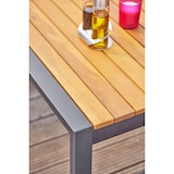 thumbnail of METRO PROFESSIONAL Set di mobili da esterno Modano 3 pezzi, legno di acacia/acciaio, 1 tavolo 162 x 70 cm, 2 panche 147 x 30 cm, marrone naturale/nero