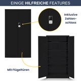 thumbnail of Metallschrank abschließbar ODIS - Zahlenschloss, 5 Ebenen | Aktenschrank Büroschrank Stahl Werkstatt Werkzeugschrank, 185x90x40cm Schwarz