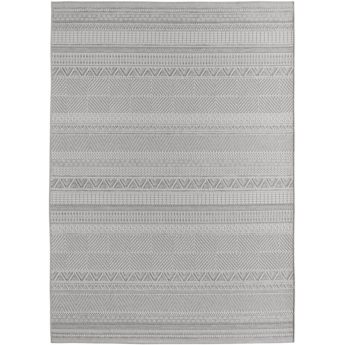 Carpetsale24 Outdoor Teppich Grau 80x250 cm Läufer, Wetterfest, ideal für Küche, Balkon, Terrasse auch Wohnzimmer, Skandinavisches Boho-Design