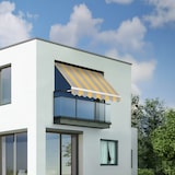 thumbnail of Wasabi - Toldo Exterior Balcón Enrollable 3x2,5 Gris-Amarillo – Soporte Techo y Pared – Anclaje Barandilla