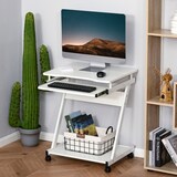 thumbnail of Tavolo Scrivania Porta PC Piano Tastiera a Scomparsa e 4 Ruote, Bianco