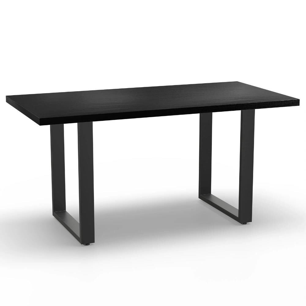 Gastro Esstisch 200x90 cm | Dunkle Holzoptik | U-Gestell Stahl