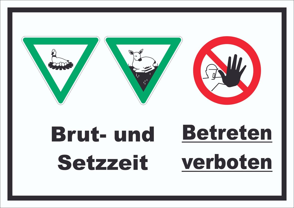 Brut- und Setzzeit Betreten verboten Schild A0 Rückseite selbstklebend