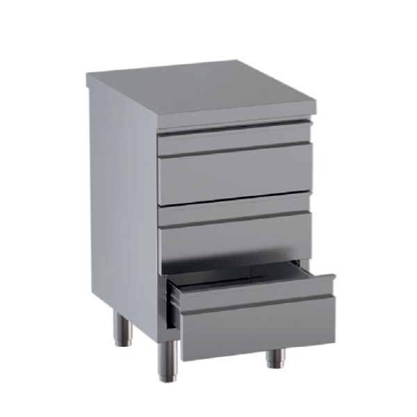 Cassettiera 3 cassetti in acciaio inox cm 50x60x85h