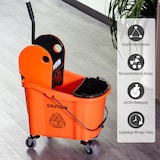 thumbnail of Reinigungswagen 54x41x92 cm Orange mit 36 L Fahreimer und Abwärts Press Auswringer, Wassertrennung, leise Lenkrollen, Metallgriff