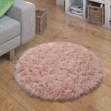 thumbnail of Hochflor Teppich Shaggy waschmaschinenwaschbar Einfarbig Schlafzimmer schmutzabweisend Rosa Rund 120D | 100% Polyester | Florhöhe: 60 mm