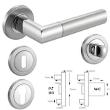 thumbnail of Türbeschlag Edelstahl Drückergarnitur CATHY Zimmertür Türgriff oval WC - Badezimmer Edelstahl glanz