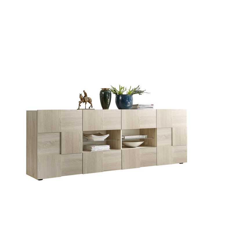 Matelpro - Buffet/bahut moderne 241 cm chêne samoa Milenor - Moderne & Design -Chêne samoa -  -Types de portes: Battantes