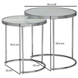 thumbnail of FineBuy Beistelltisch 2tlg Rund Wohnzimmertisch Weiß Glas Couchtisch Silber